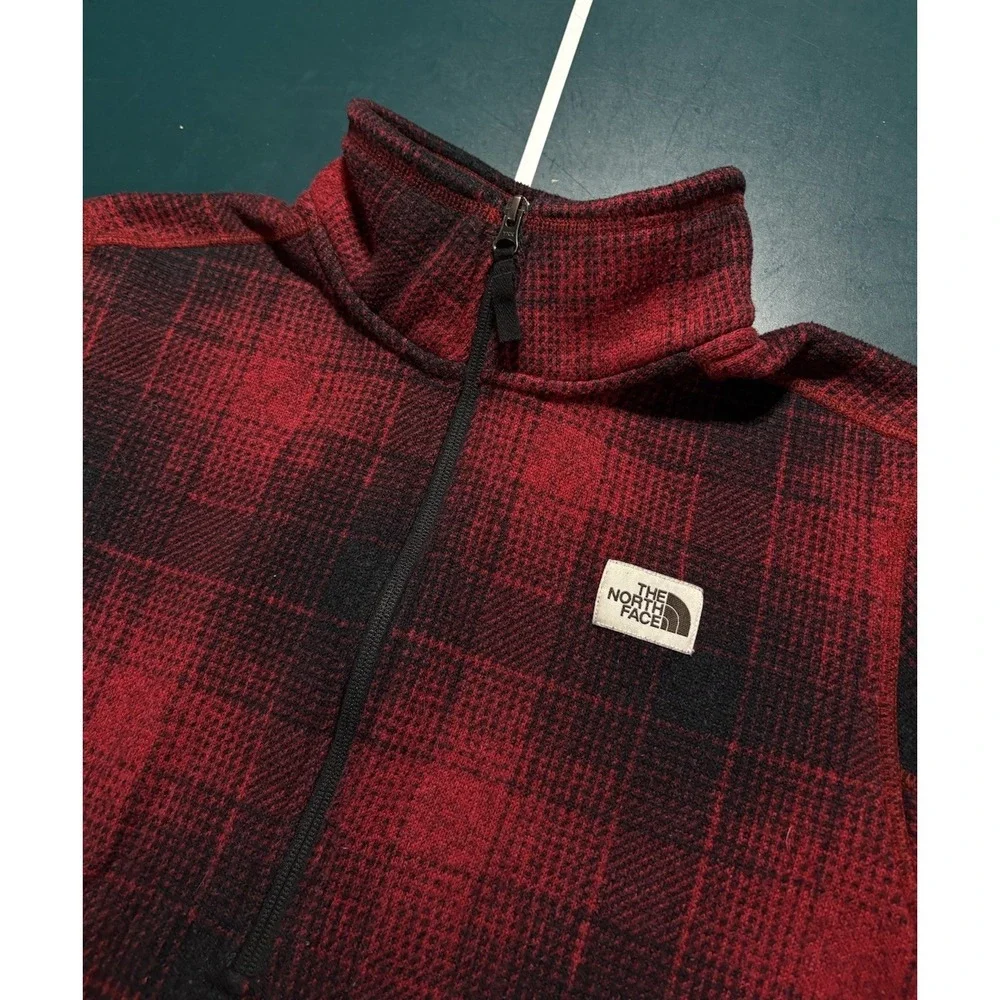 The North Face Gordon Lyons Fleece Pullover Sweater Large‎ Buffalo Plaid 1/4 Zip